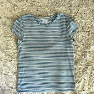 American Eagle blue & white striped baby tee